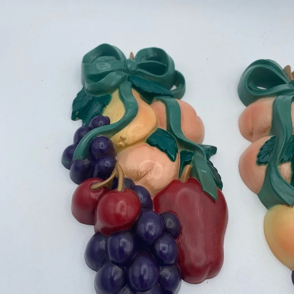 VTG 90’s  Burwood Products Fruit Kitchen Wall Decor Grapes apple 8.5”